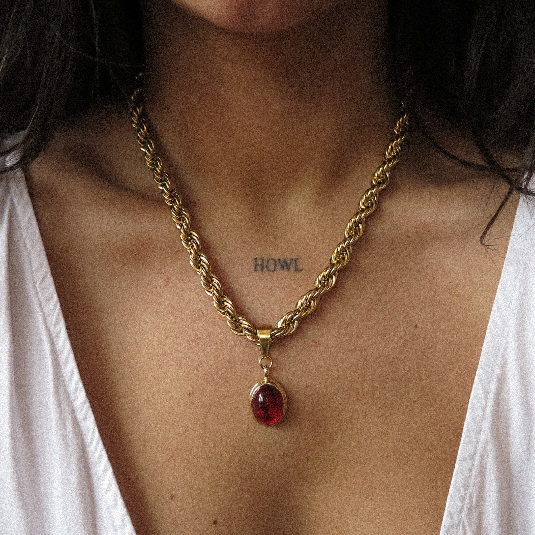 "Grammy" Twisted Red Stone Necklace
