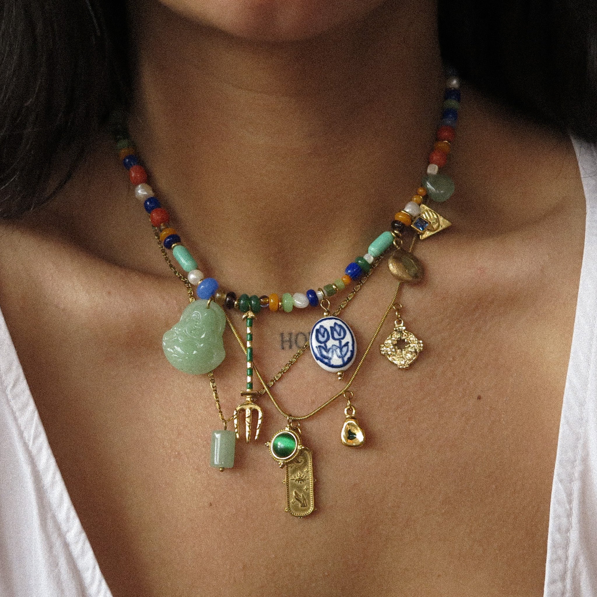"Vera" Beaded Charm Necklace