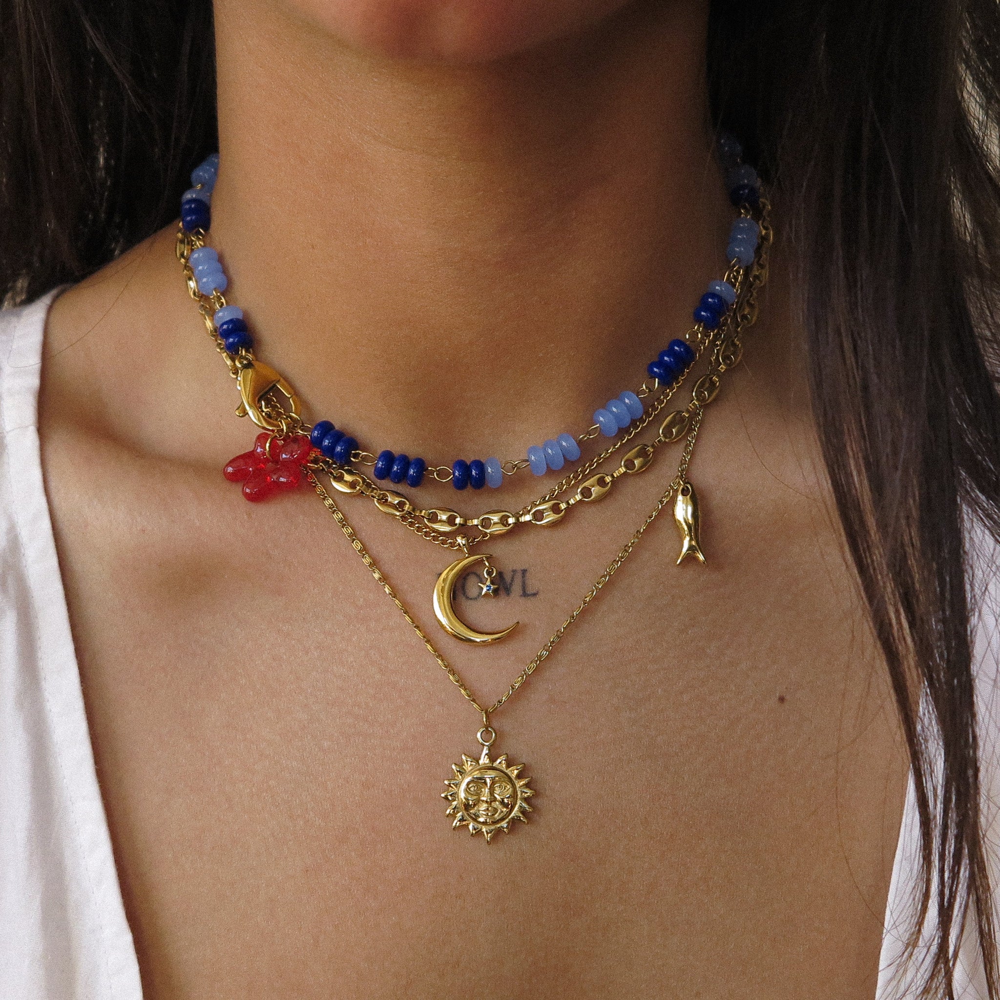 "Red Sea" Necklace Stack