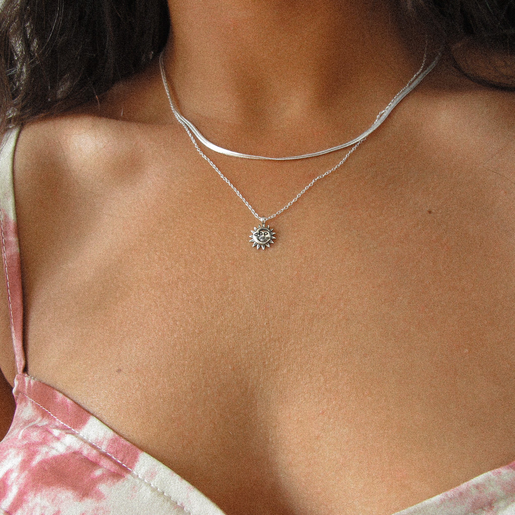 "Zoya" Sterling Silver Sun Moon Necklace