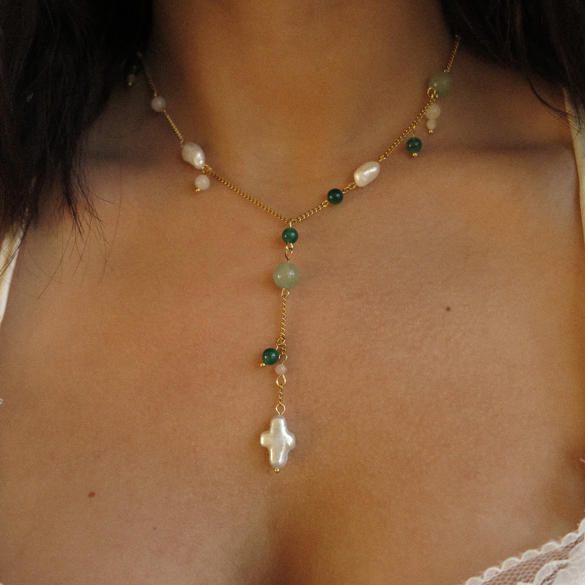 "Fio" Stone Lariat Necklace