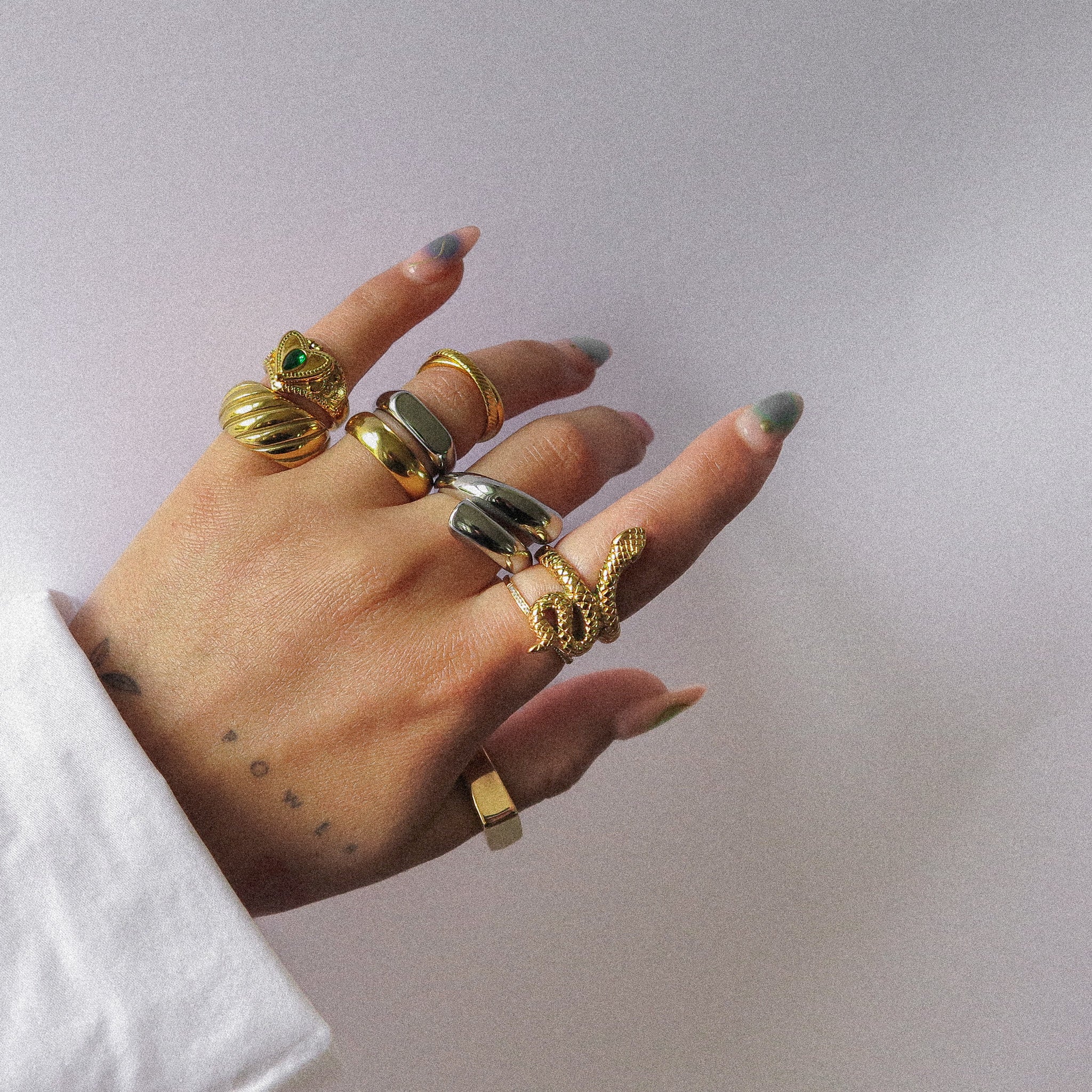 “Cowrie” Chunky Croissant Ring