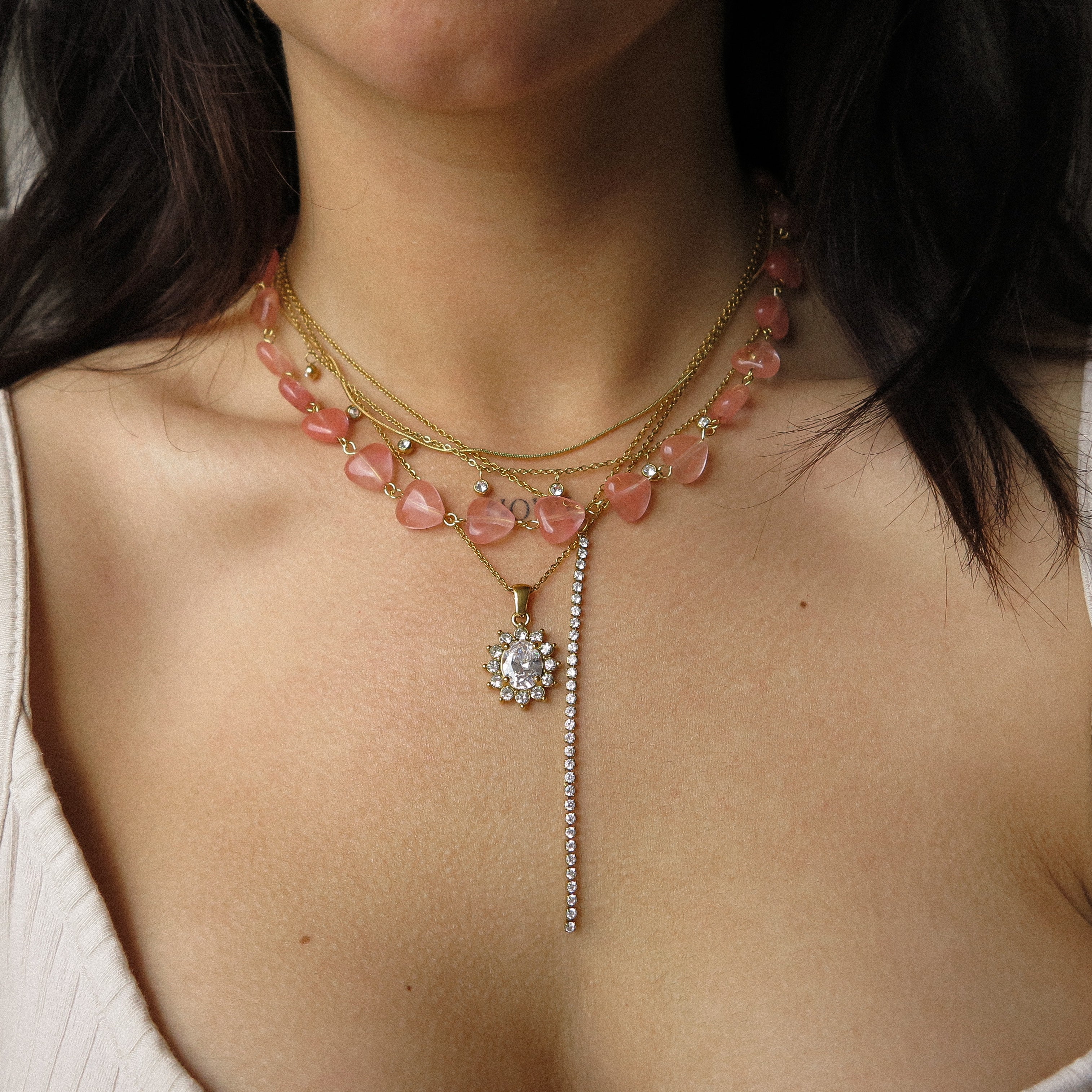 "Samtra” Rose Quartz Heart Necklace