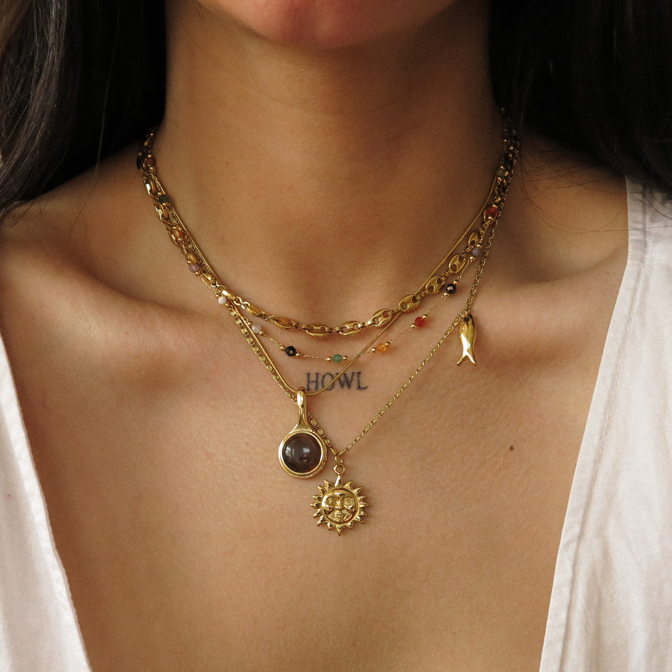 "Lace” Beaded Stone Chain