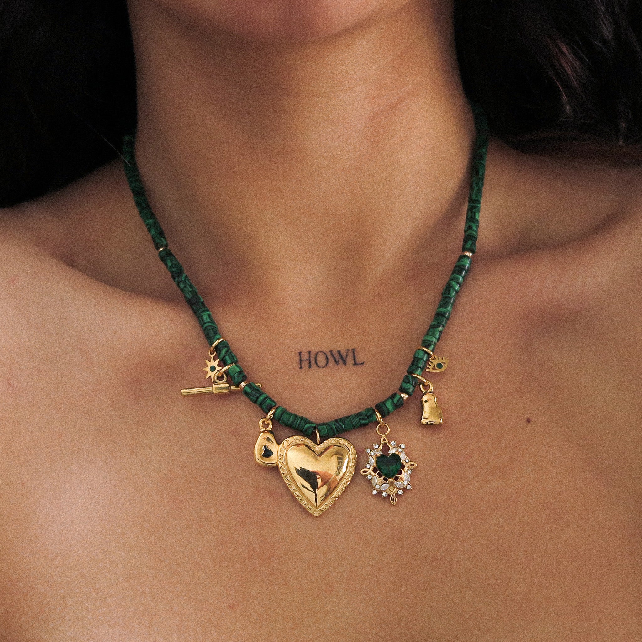 "Norma” Green Charm Necklace