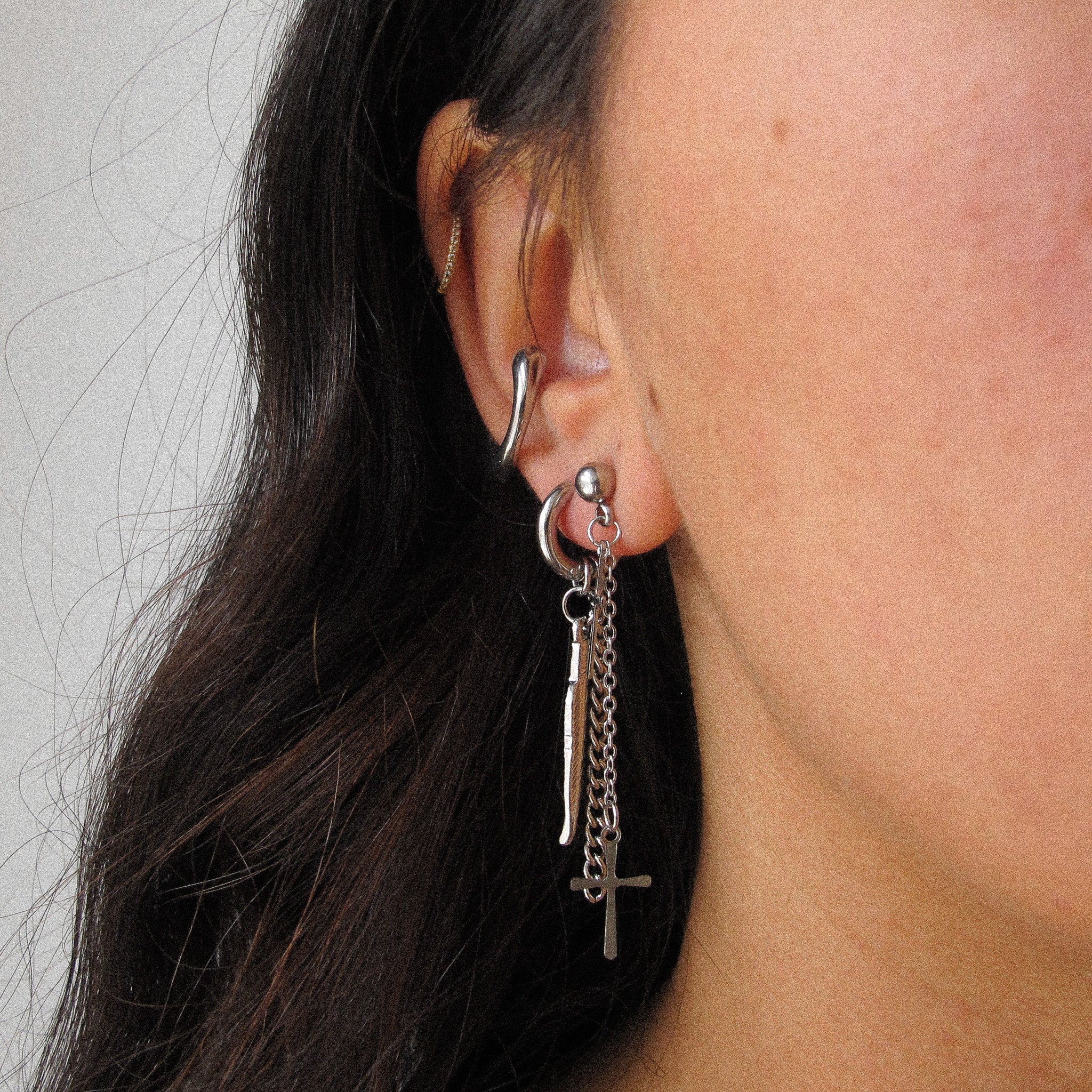 "Tay” Silver Cross Earrings