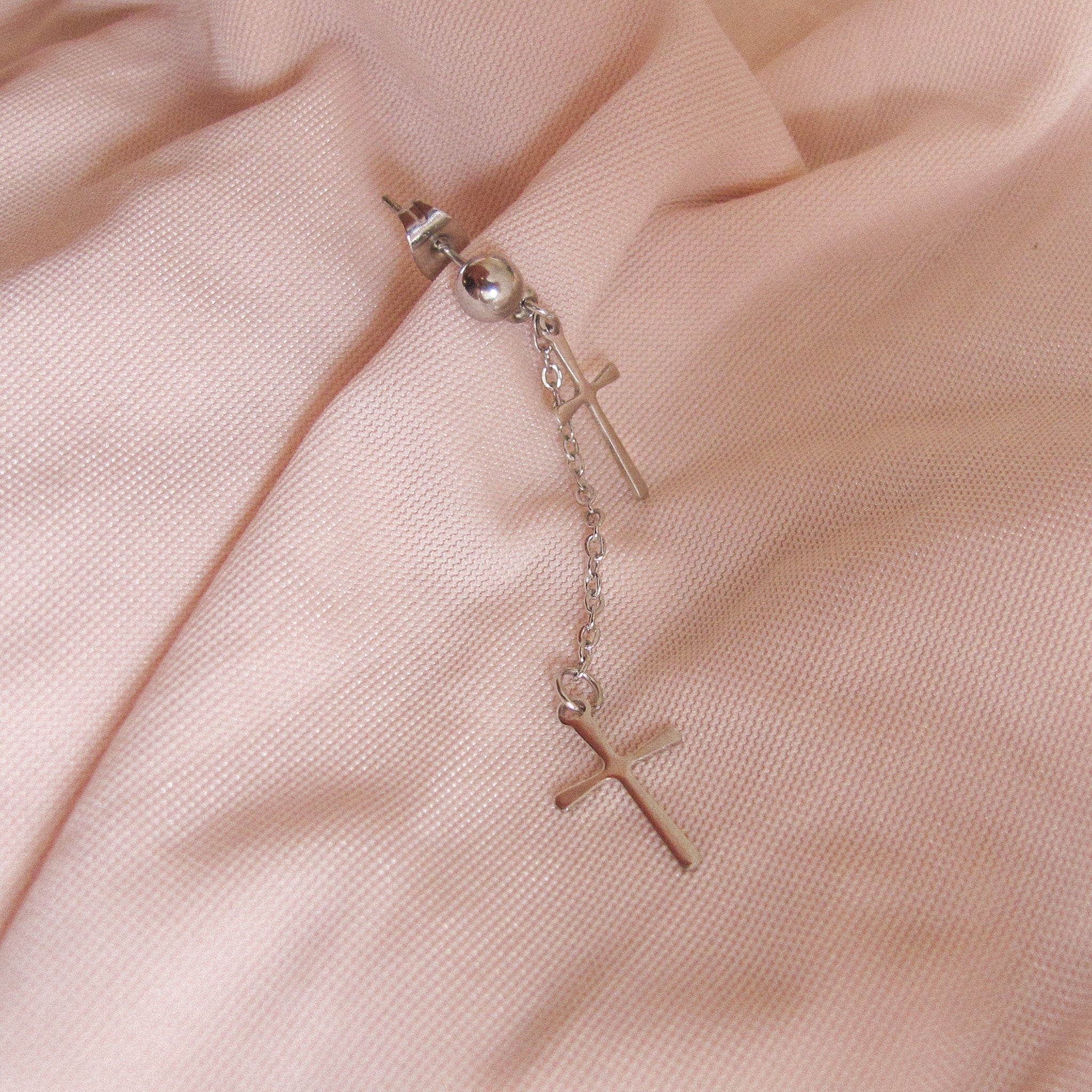 "Tay” Silver Cross Earrings