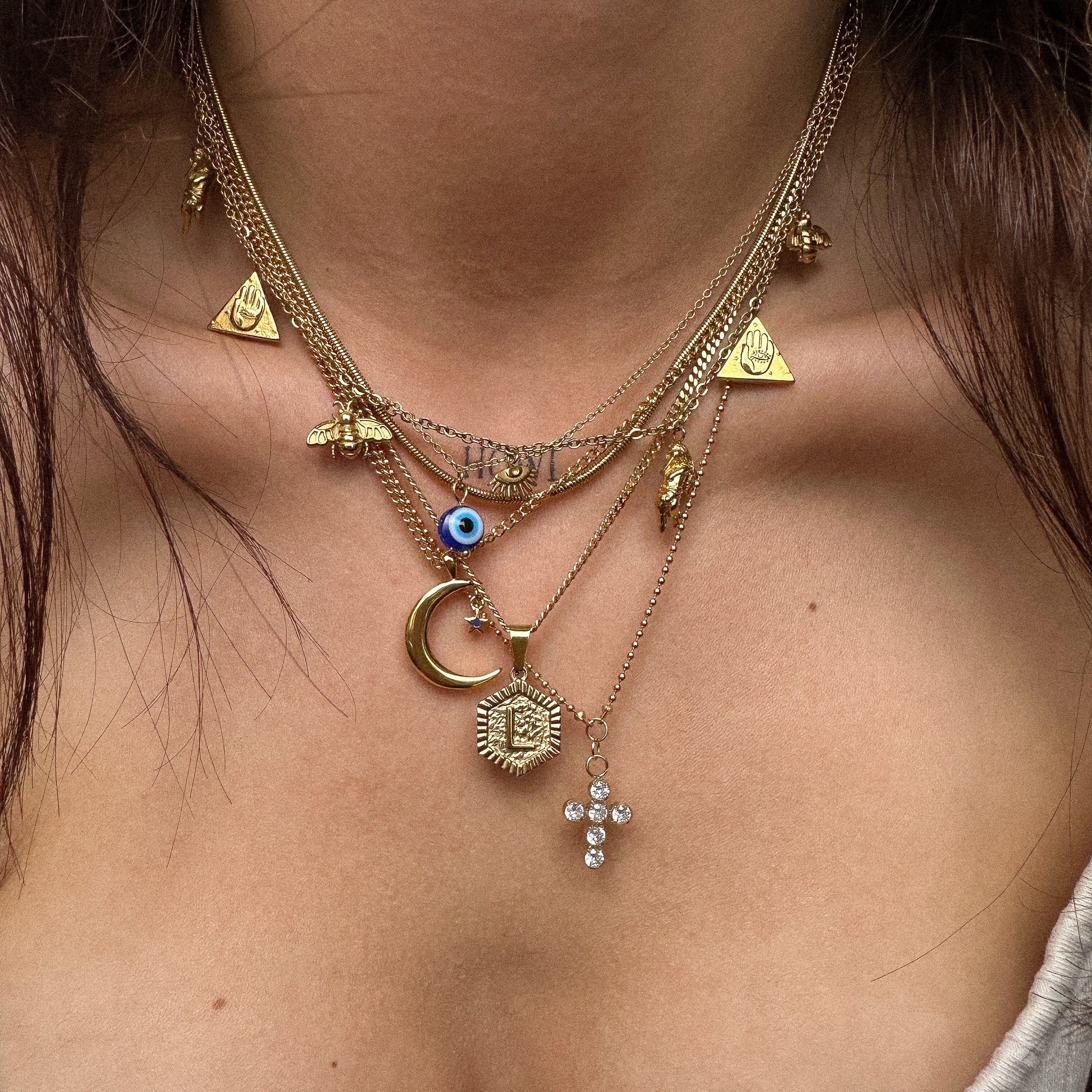 “Leyla” Moon and Star Necklace