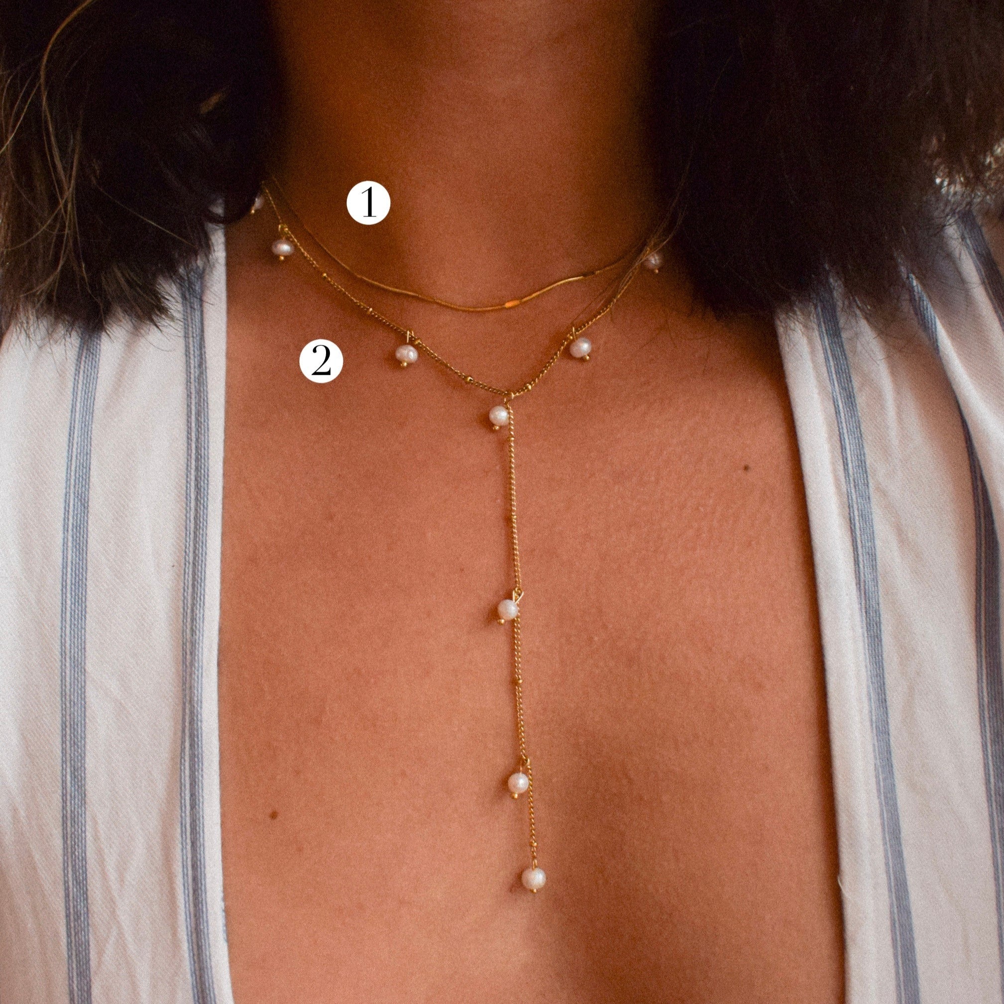 “Yevena” Pearl T Shaped Necklace