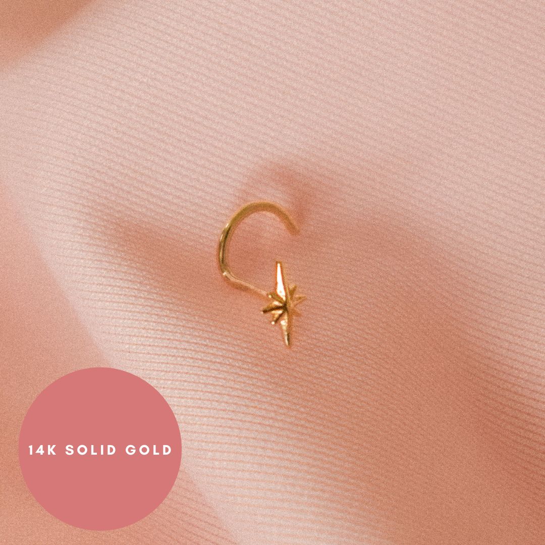 "Nebula" Tiny 14K Gold Nose Stud