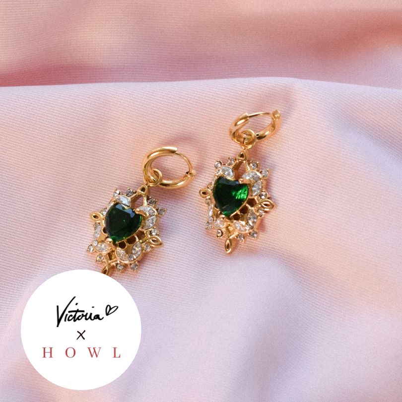 "Sarah" Green Heart Earrings