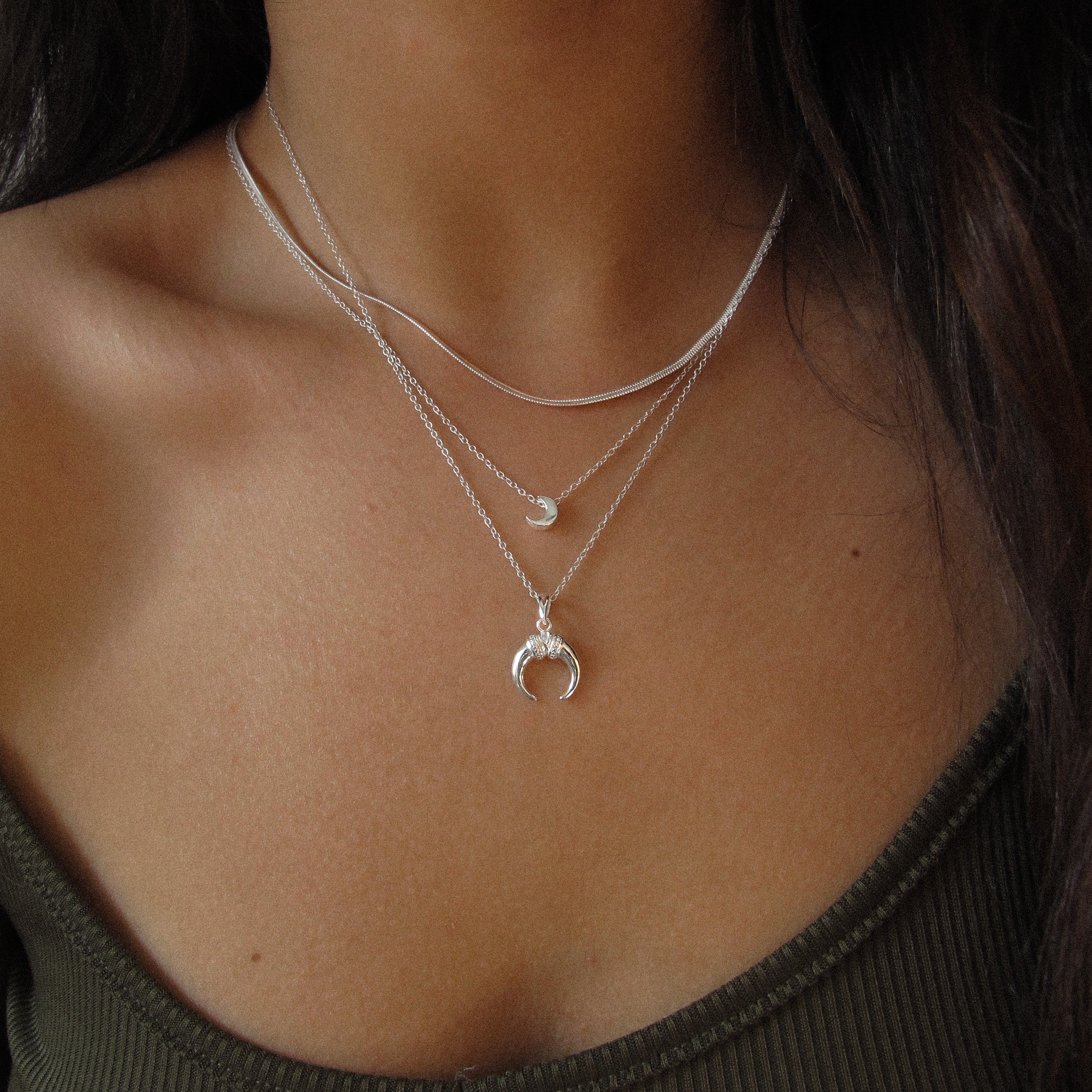 “Ria” Sterling Silver Moon Necklace