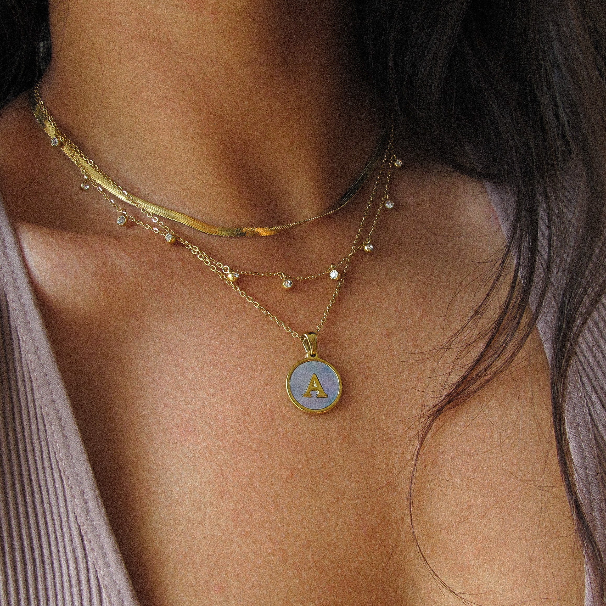 “Lacy” Initial Shell Necklace