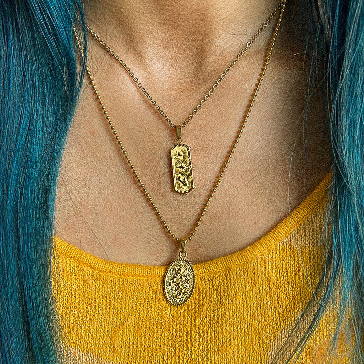 "Zoe" Cherub Oval Necklace