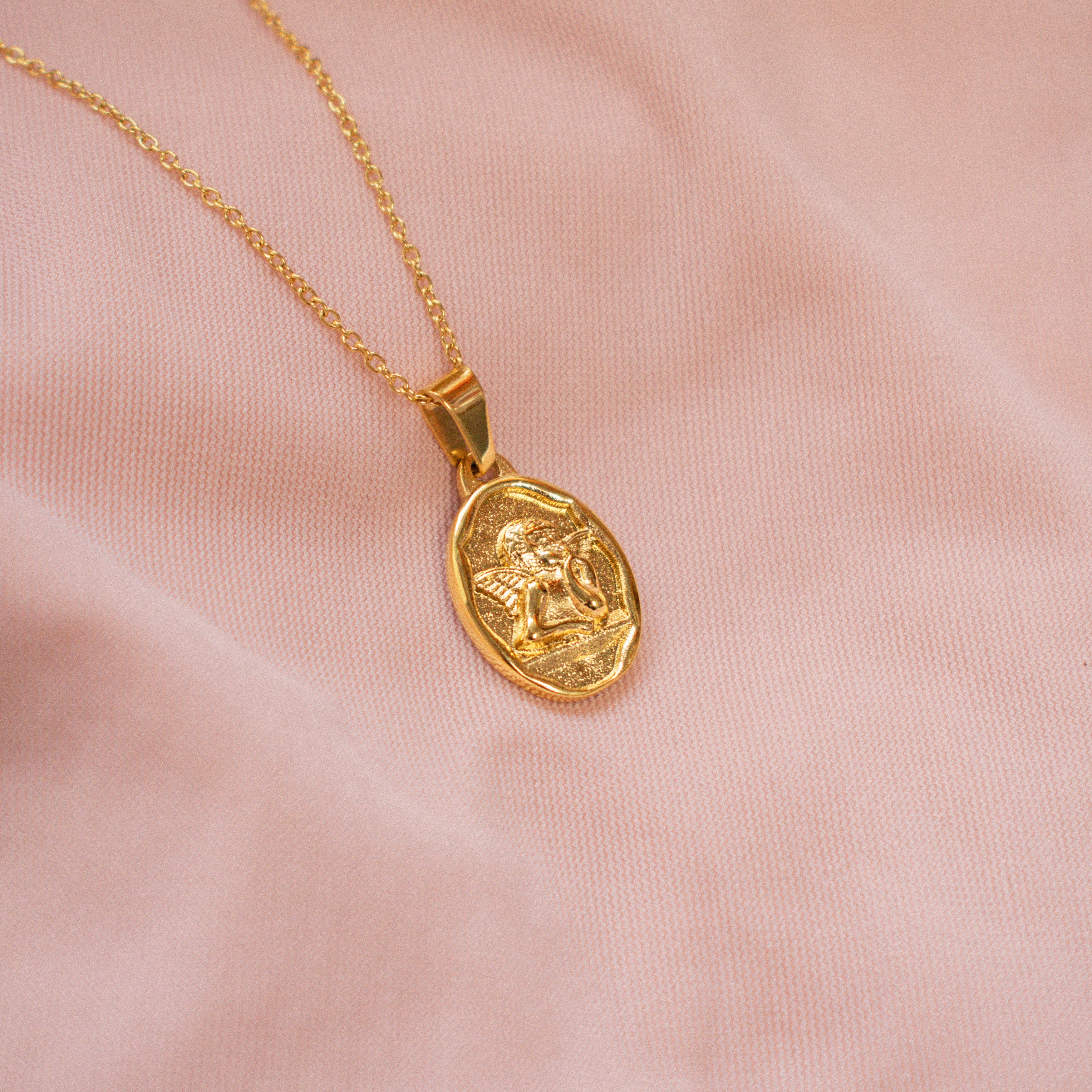 “Pandora” Oval Cherub Necklace