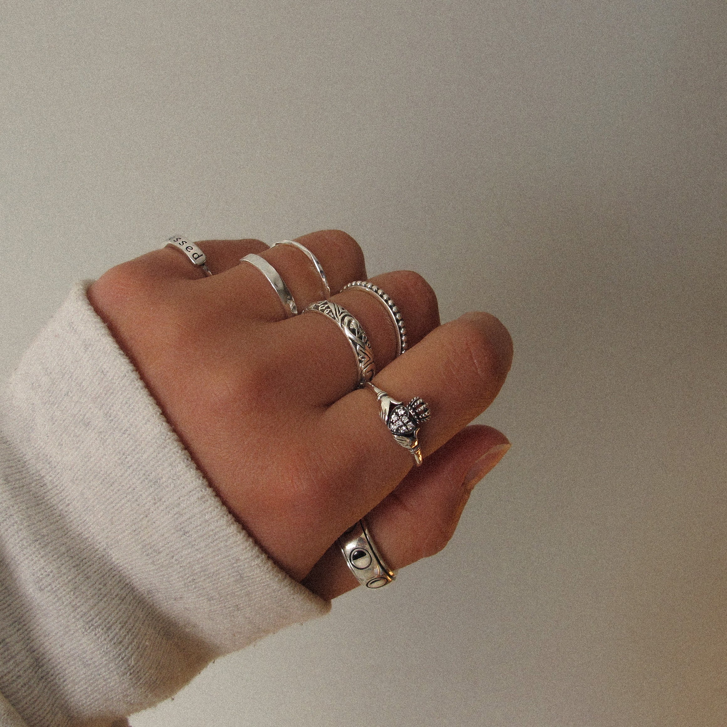 "Rosa” Sterling Silver Beaded Ring