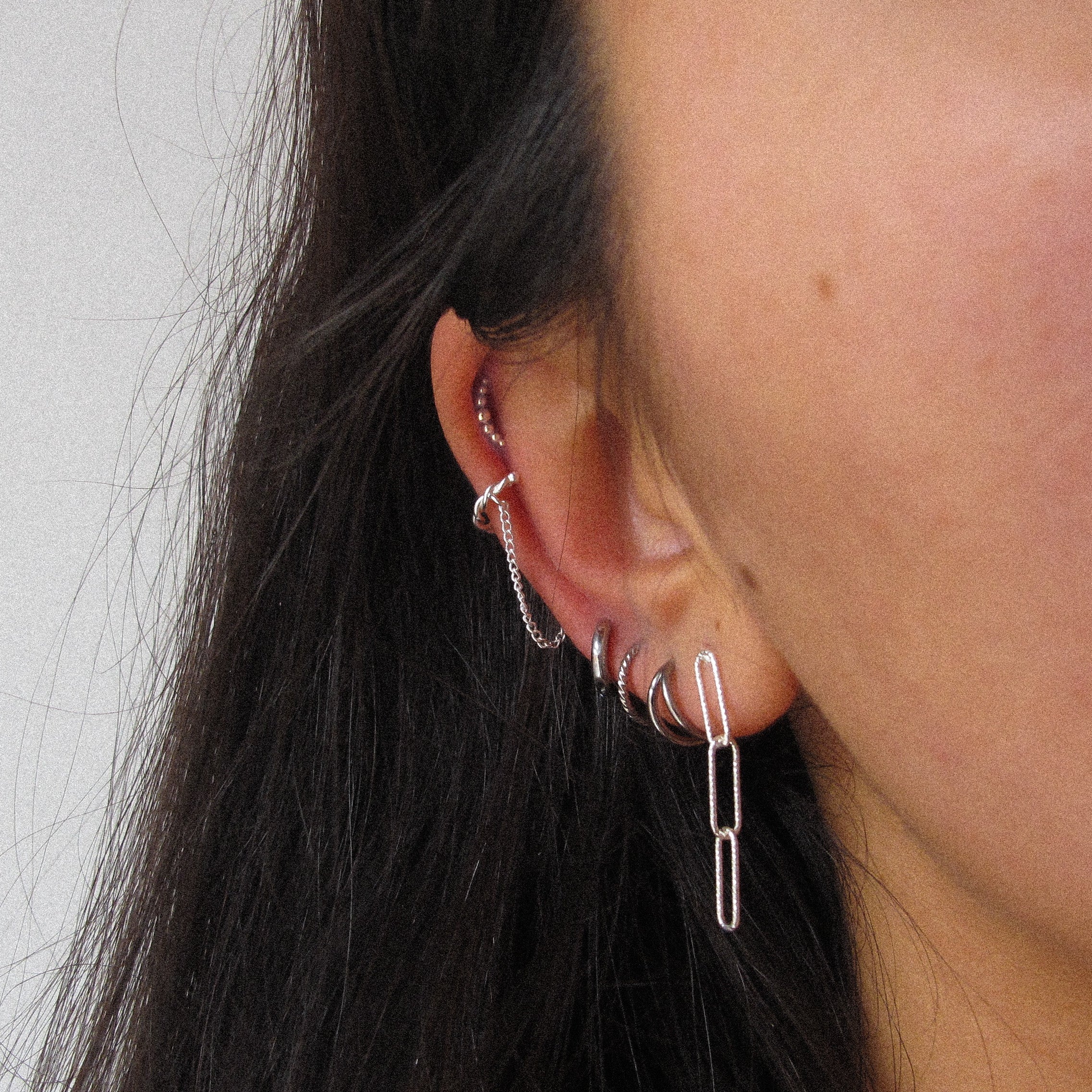 “Margeaux" Triple Loop Sterling Silver Earrings