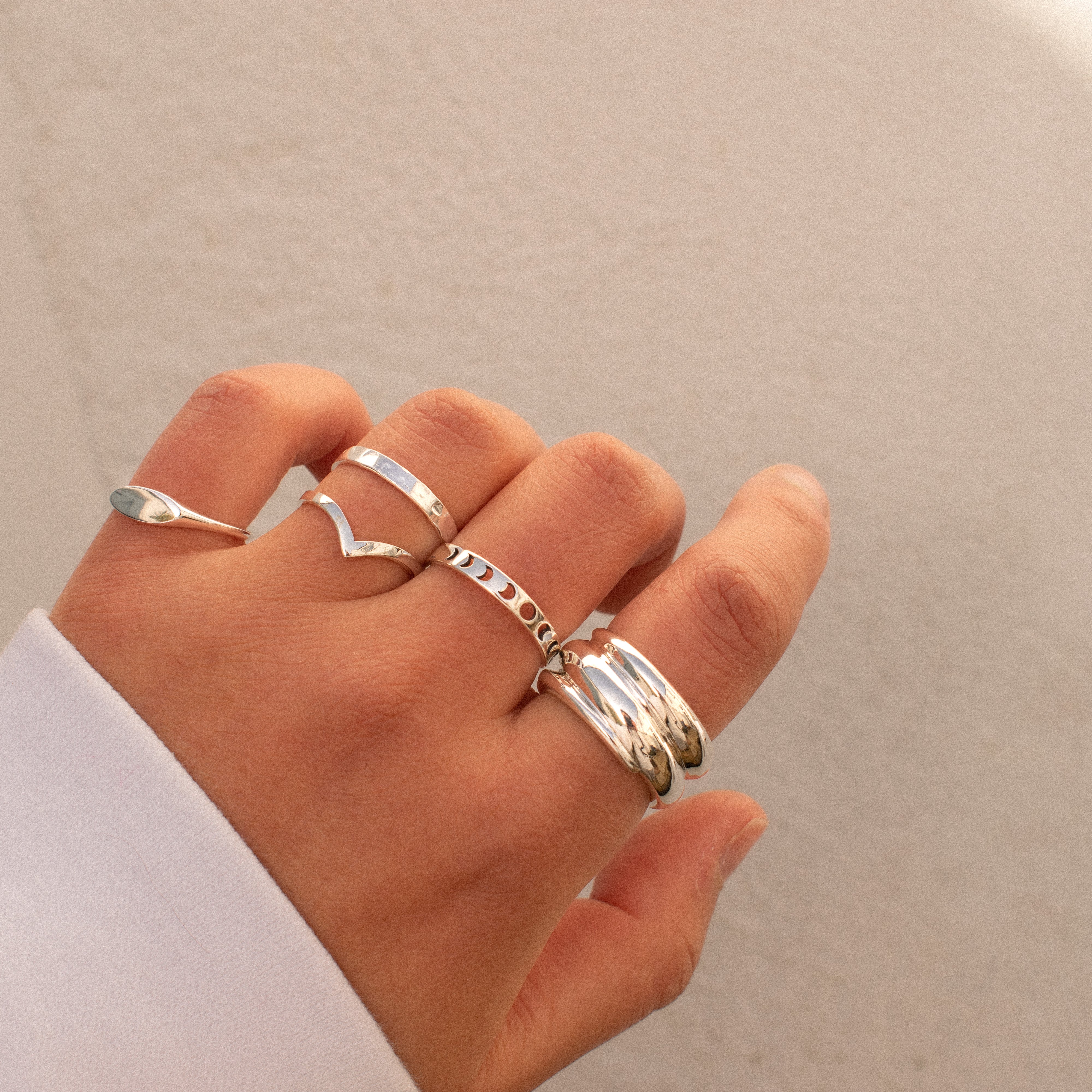 “Moon Phase" Sterling Silver Ring