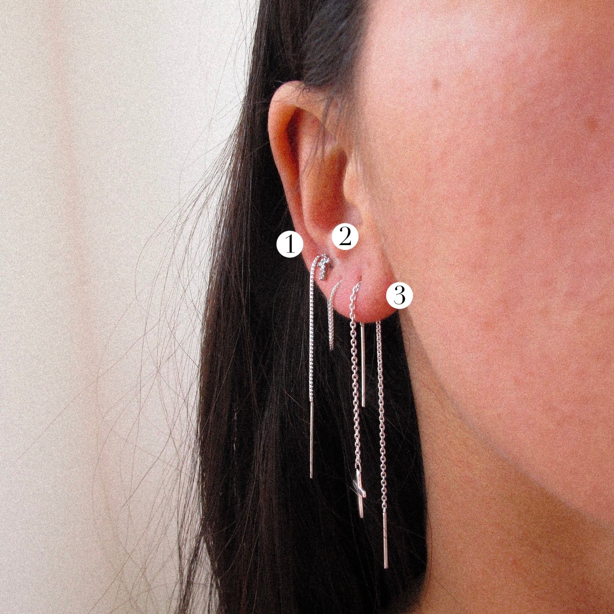 “Isabella” Cross Threader Silver Earring