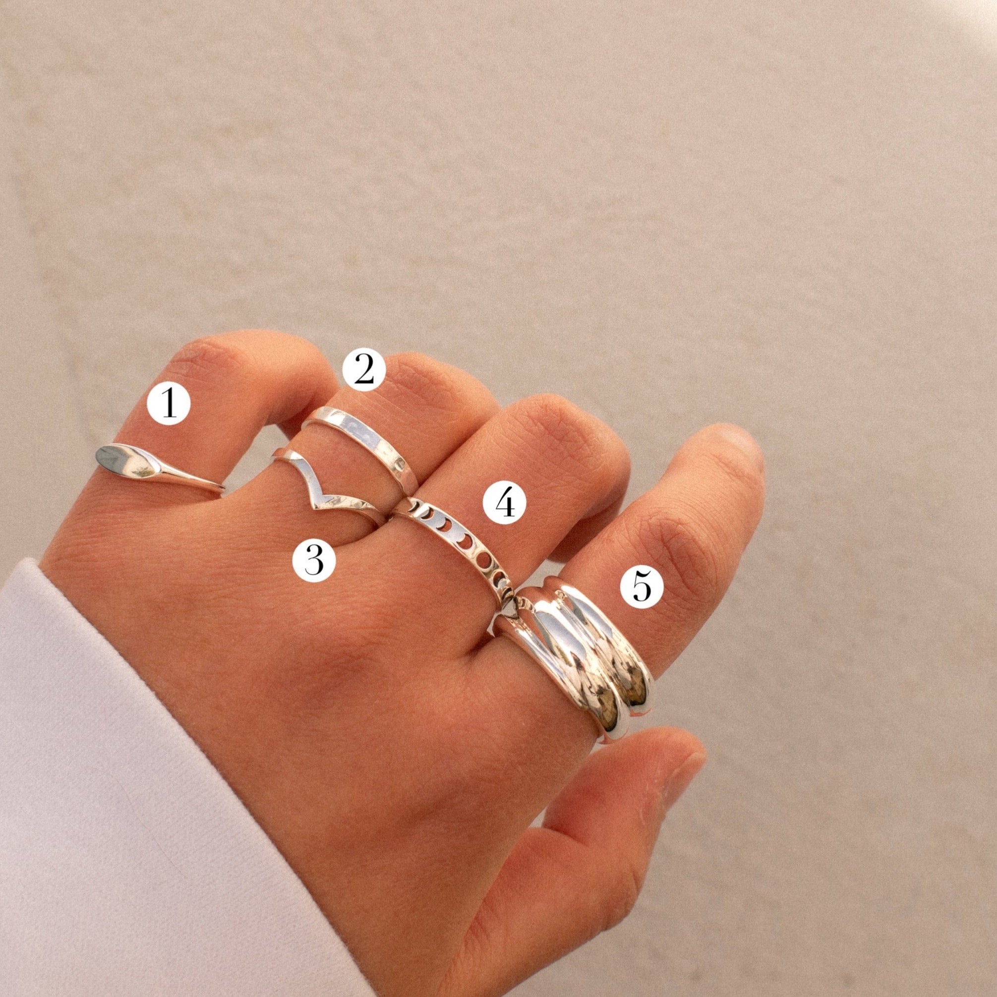 “Moon Phase" Sterling Silver Ring