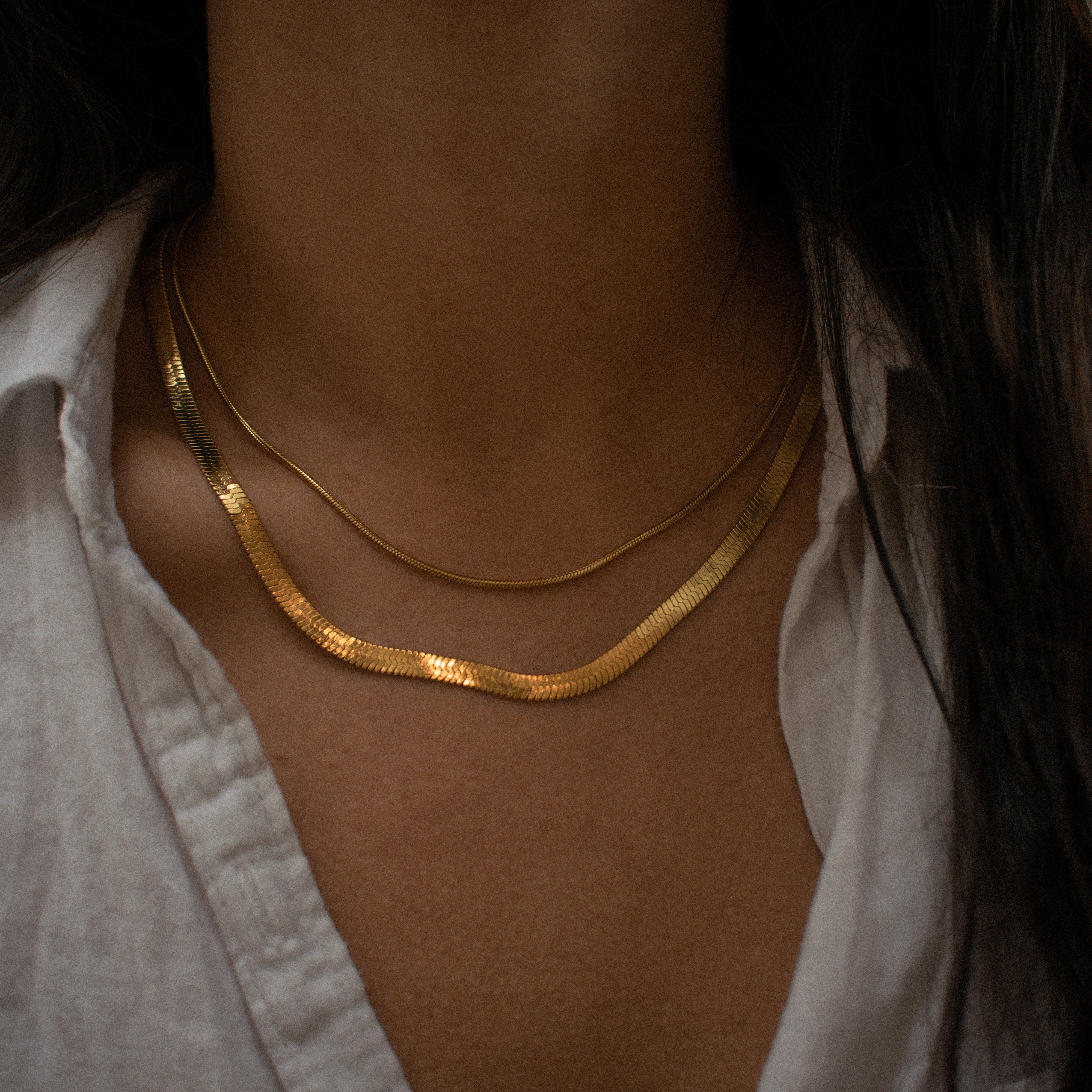 “Bethany” Thin Herringbone Necklace