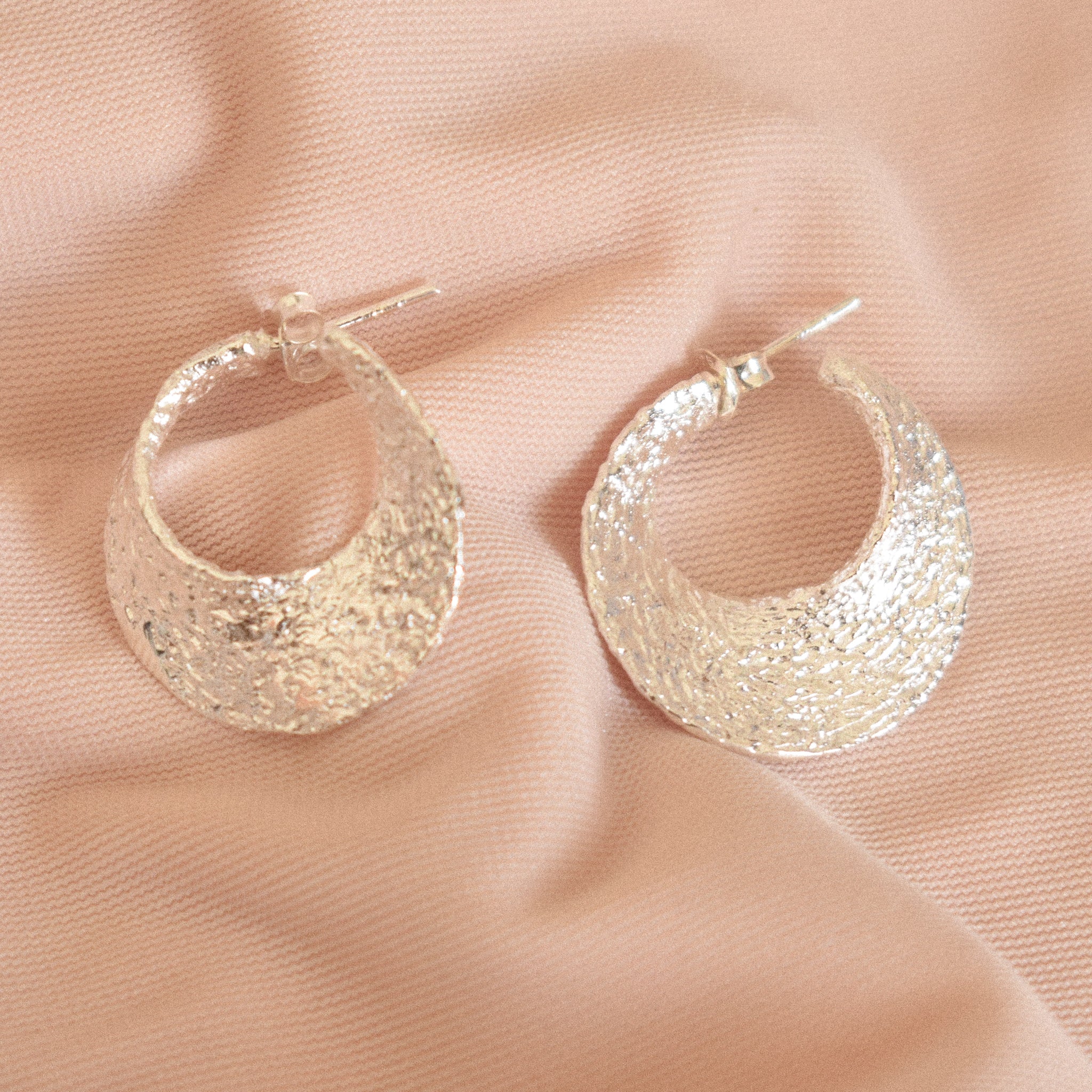 "Lilu" Textured Silver Hoops