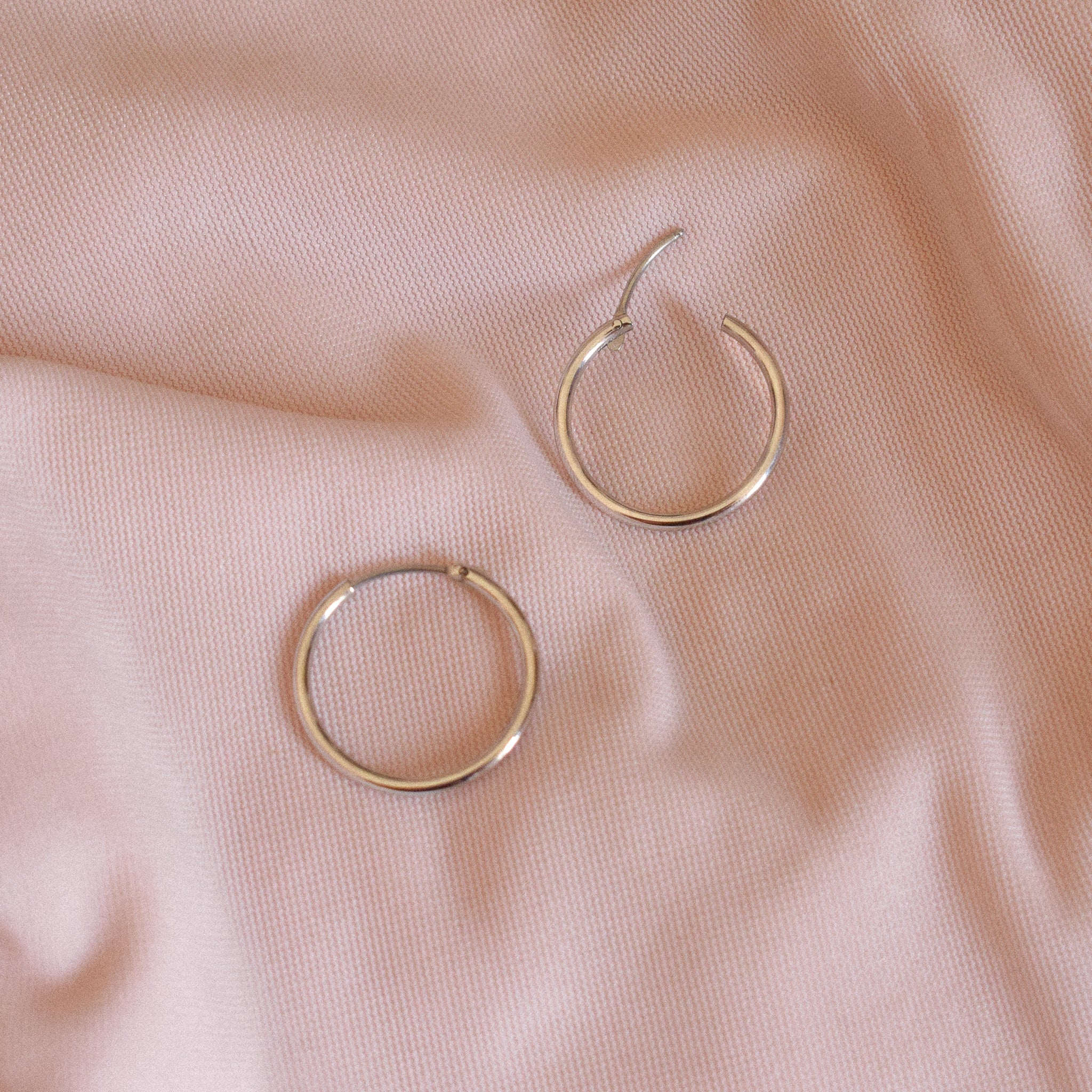 “Evangeline” Silver Hoop Earrings