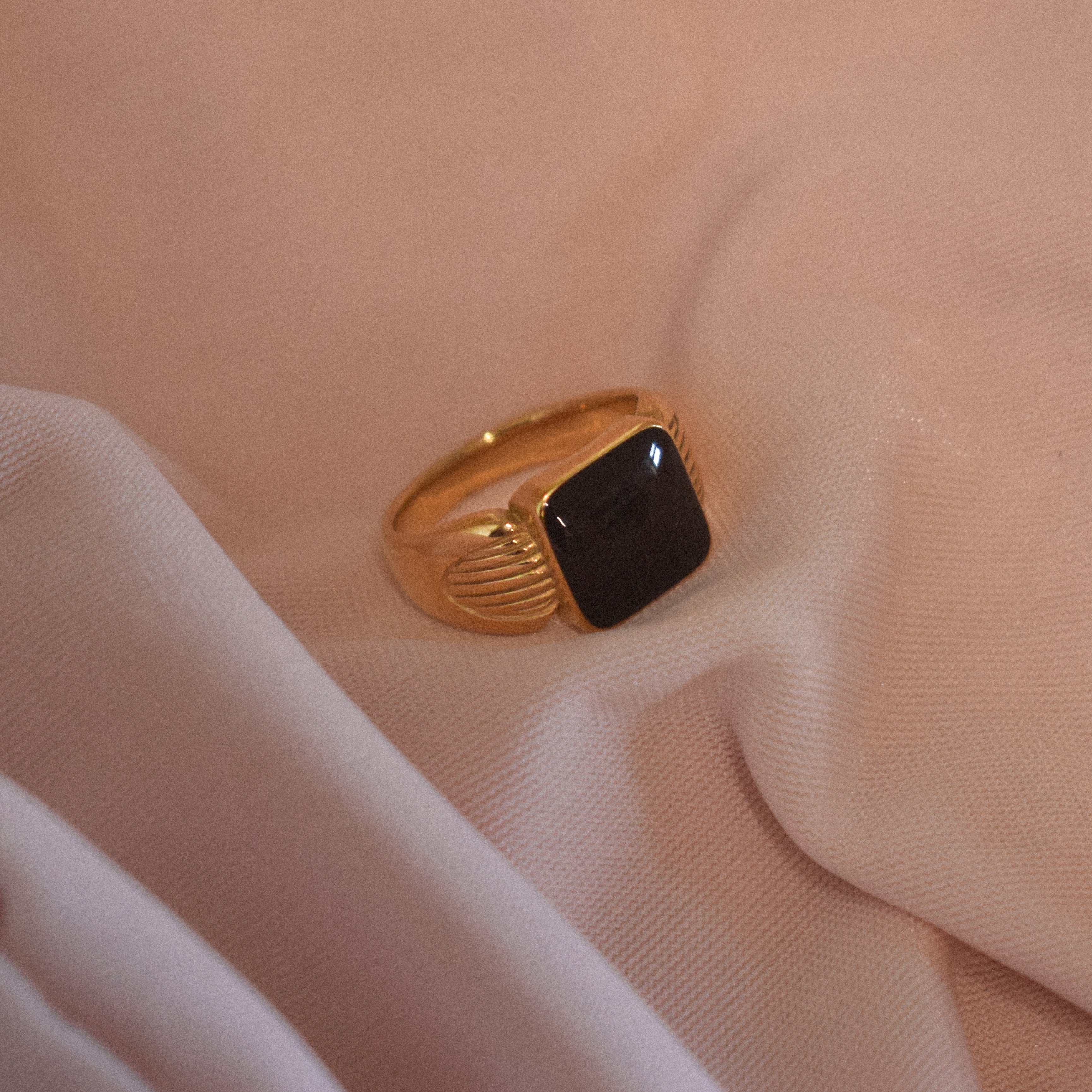 “Noir” Square Patterned Ring