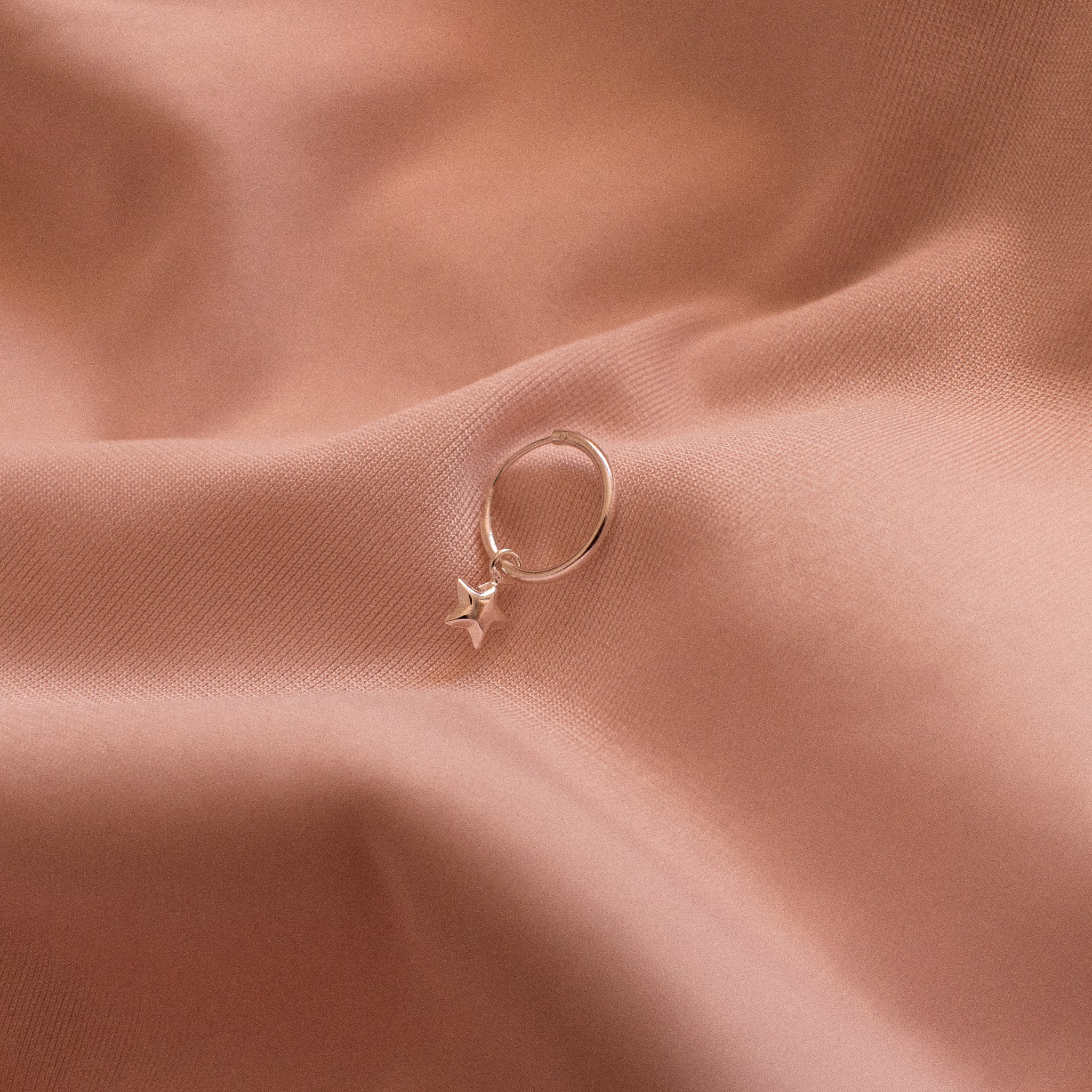 Star Moon Sterling Silver Hoop