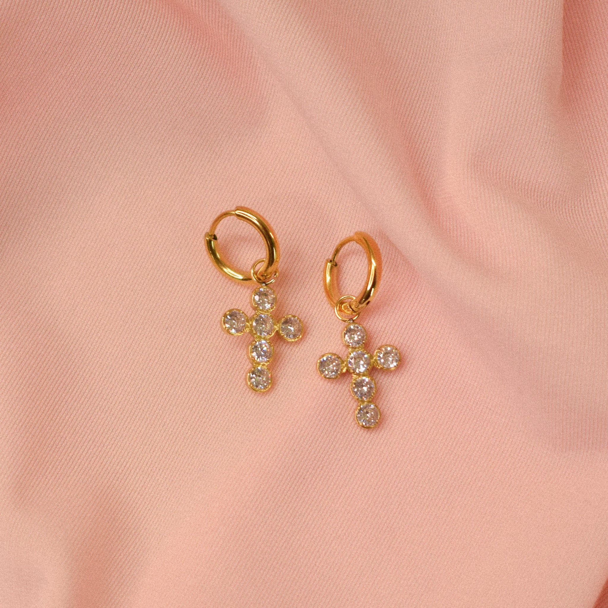 "Iona" Cubic Zirconia Cross Earrings