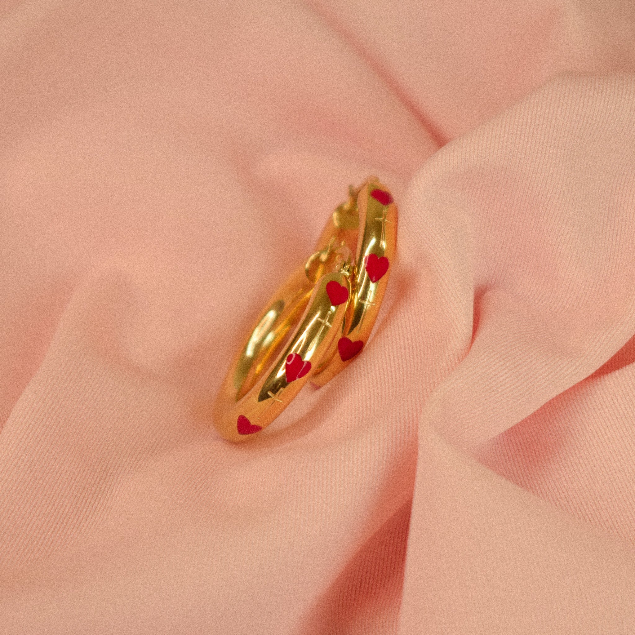 "Martha" Heart Cross Hoops