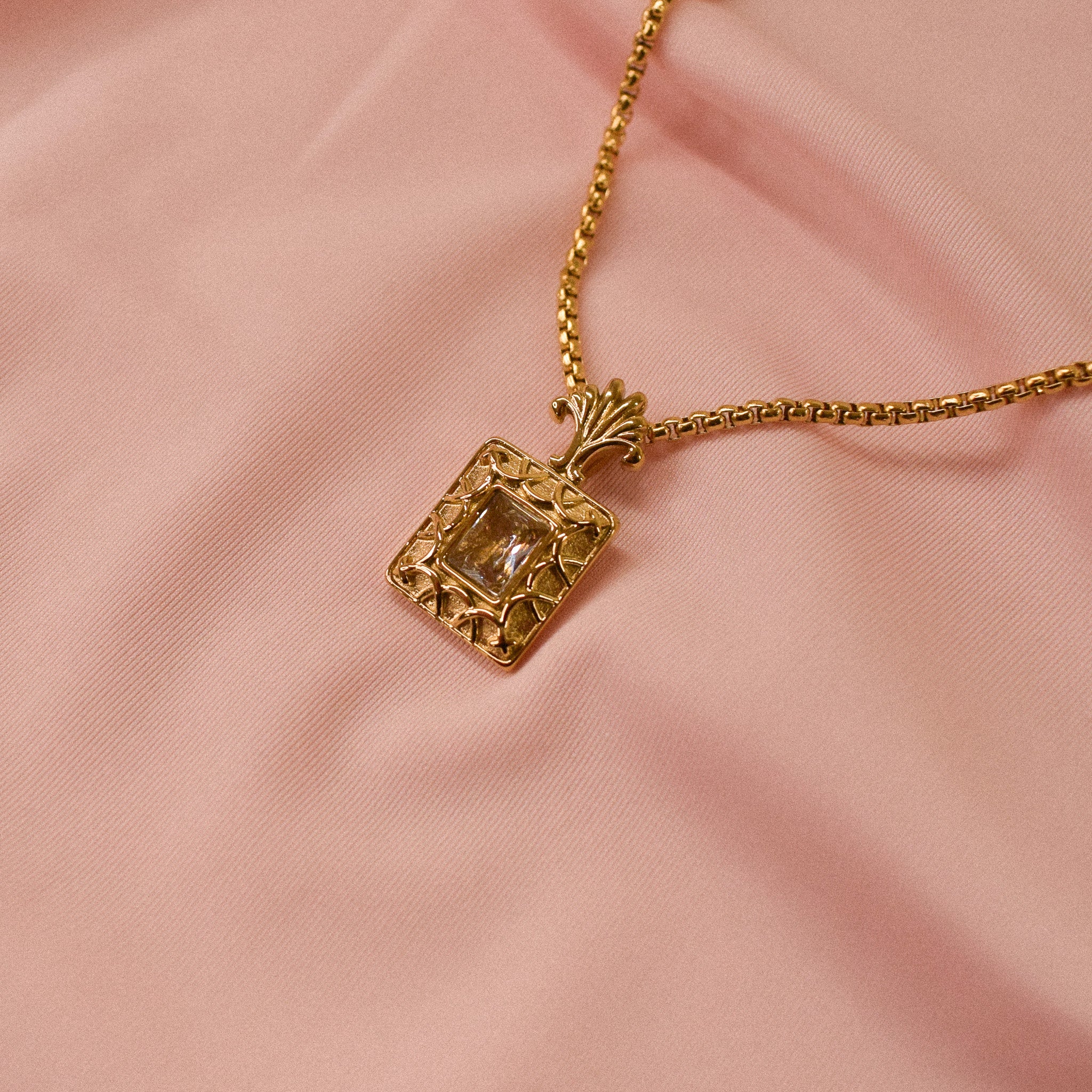 "Lucy" Filigree Rectangle Necklace