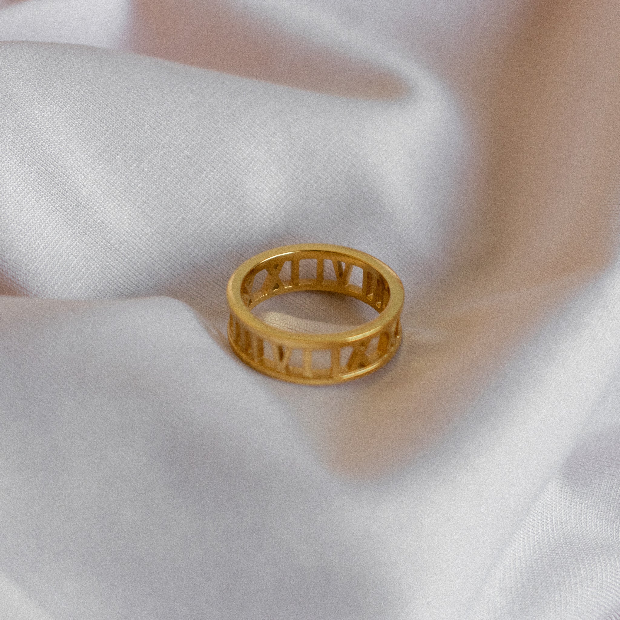 Gold Roman numeral ring 