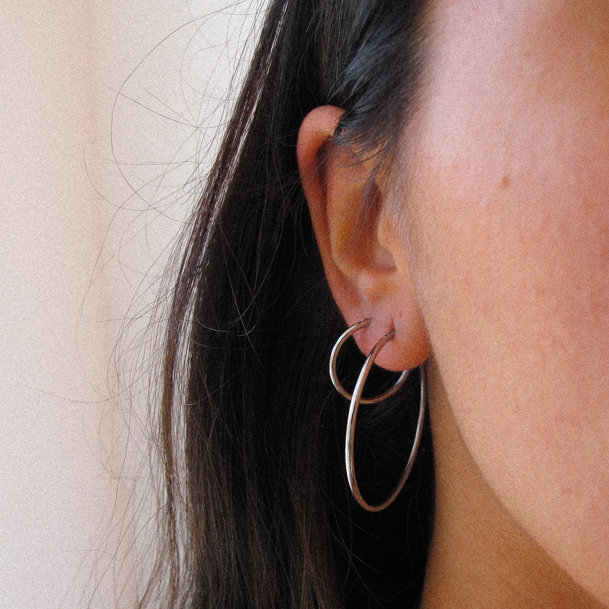 “Evangeline” Silver Hoop Earrings