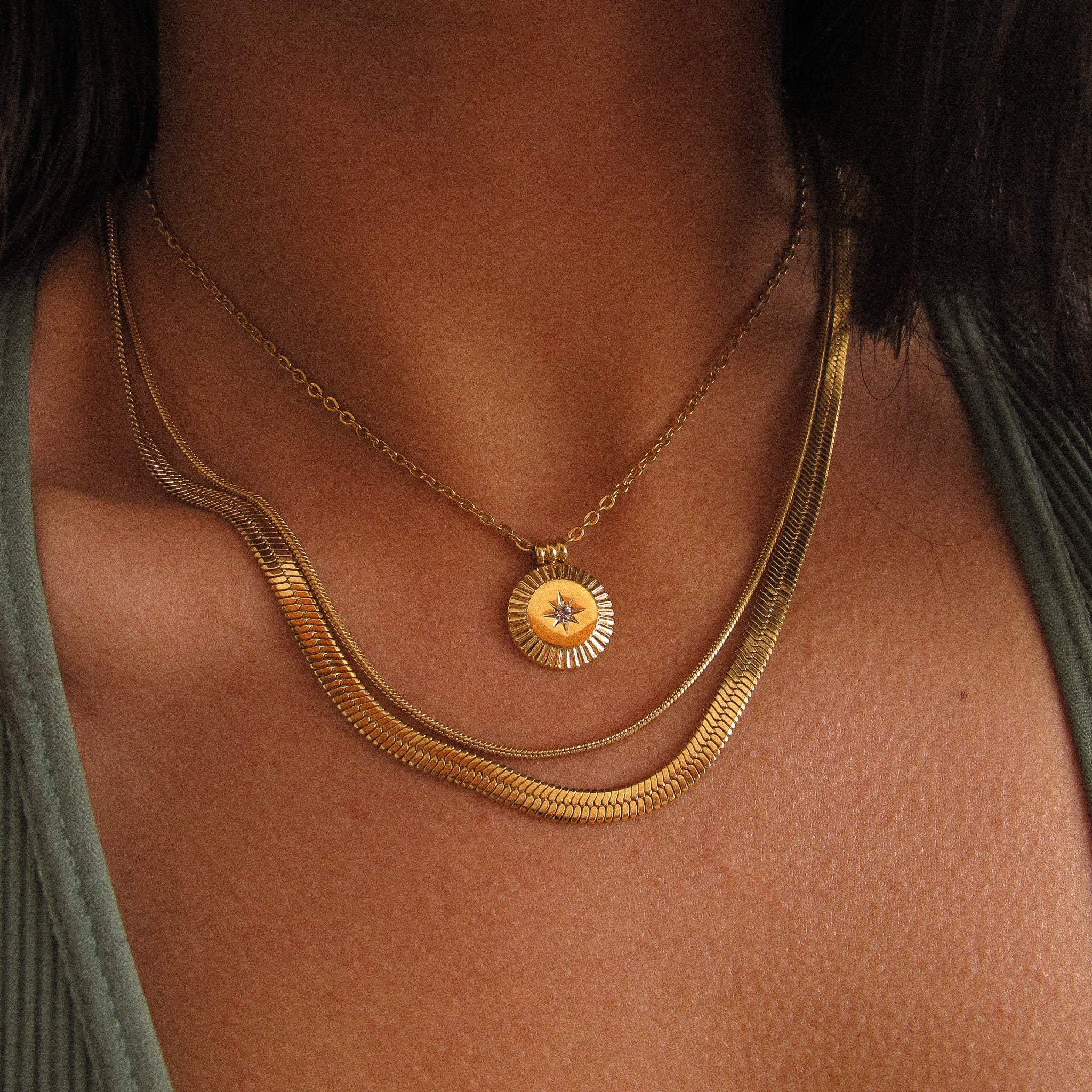 “Akiera” Circle Gemstone Necklace