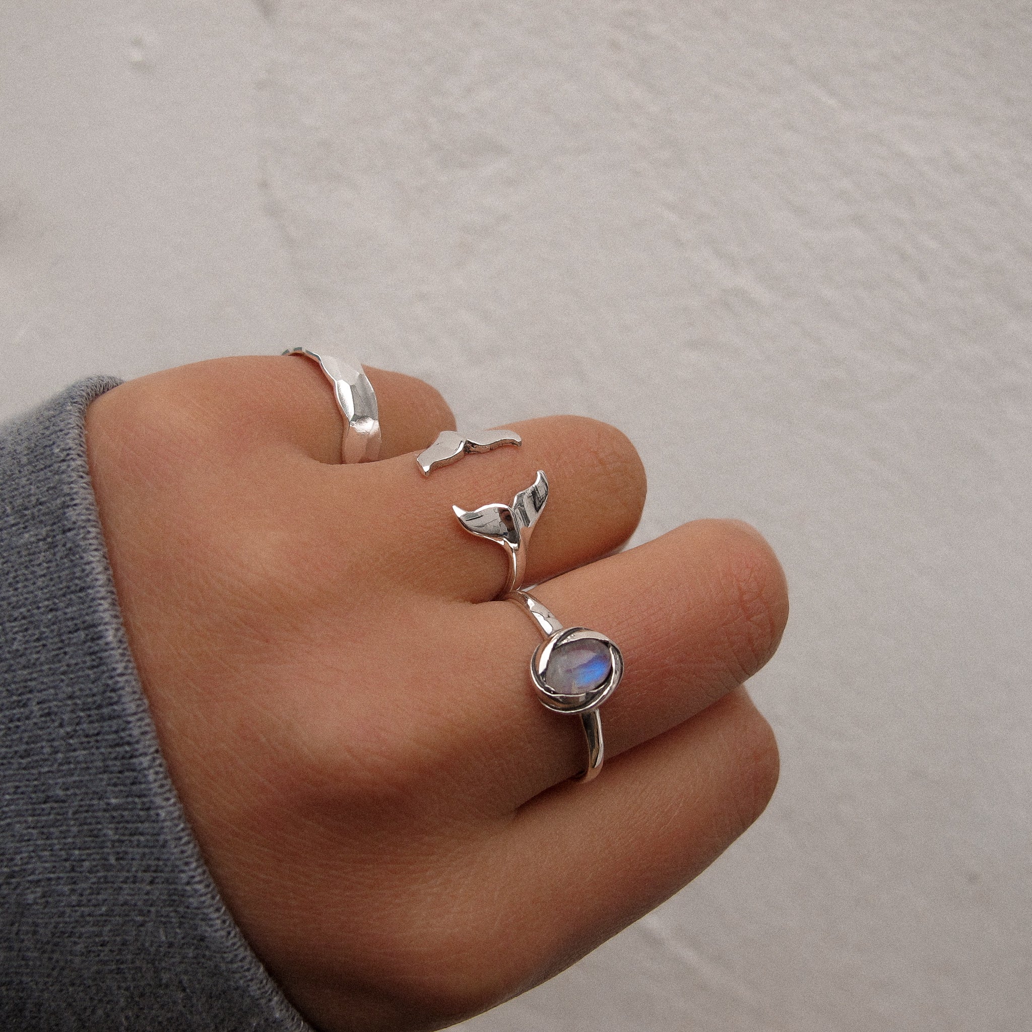 "Vesper” Sterling Silver Moonstone Knot Ring