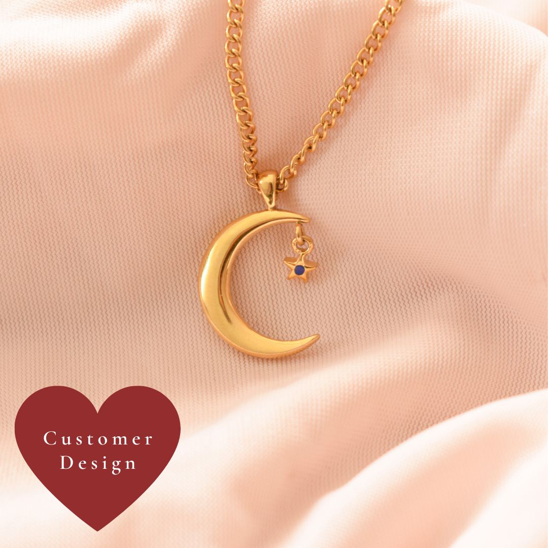 “Leyla” Moon and Star Necklace